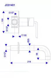 UZIDNA BATERIJA ZA LAVABO SA IZLIVOM 230 mm ROSAN