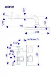 Thermo2 - Uzidna baterija za tuš kadu sa uzidnim tušem JT31101 ROSAN