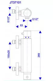 Thermo2 - BATERIJA ZA TUŠ KADU SA RUČNIM TUŠEM ROSAN