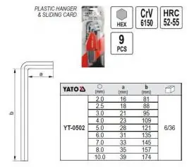 Garnitura inbus ključeva 2-10mm/9 YATO
