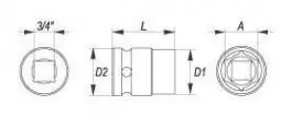 Ključ nasadni udarni 3/4” 6ug.-32 YATO