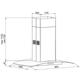 Kuhinjski aspirator beli CS10-X 41HHM KAMINOX ISLAND