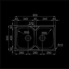 Sudopera usadna OKIO LINE 80 BB SJAJ 800x500-BB-115 RODI