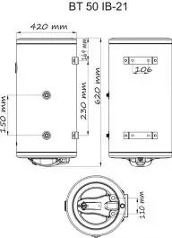 Termorad bojler inox BT-50 IB-21L vertikalni beli sa izmenjivačem toplote