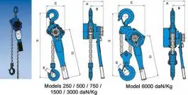 Lančana dizalica Bravo 0.75 tone sa polugom Tractel Francuska
