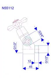 Jednoručna slavina - ventil 1/2'' sa priključkom 3/4'' NOSTALGIJA N55112