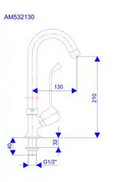 Jednoručna slavina - ventil - pokretni izliv 22mm, 130mm MEDICAL Rosan AM532130