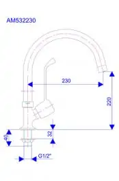 Jednoručna slavina - ventil - pokretni izliv 22mm, 230mm MEDICAL Rosan AM532230