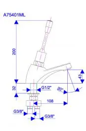 Slavina - ventil za TOPLO / HLADNU vodu - za lavabo Otvaranje ručno - Lekarska poluga Rosan A75401ML