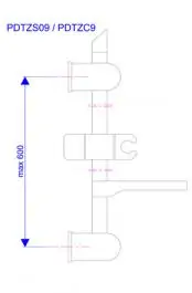 Zidna šipka - držač ručnog tuša - UNIVERZALNA, pomerljiv priključak 300-600mm Rosan PDTZS09