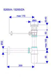 Sifon za lavabo - sudoperu - 5/4'' sa automatskim g.delom Rosan S200/A